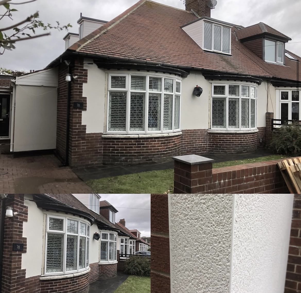 Full bungalow render — smooth white finish — AG Plastering & Rendering, Tyne & Wear